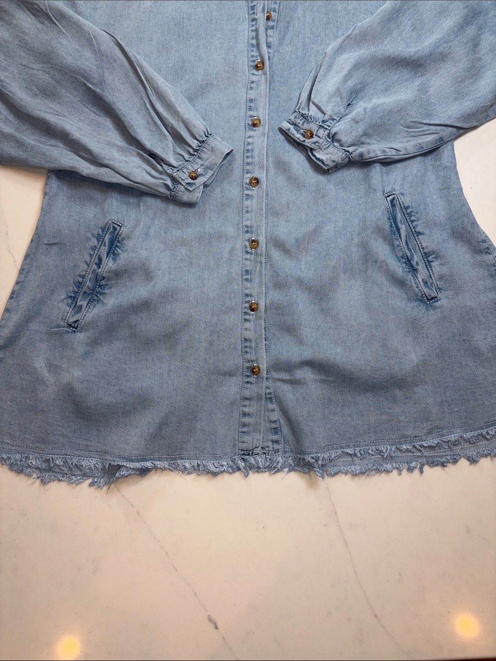 Light Wash Denim Button-Front Dress - Picture 2 of 4